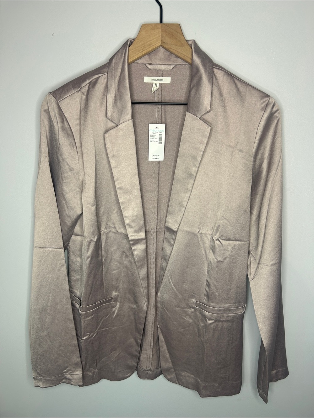 Maurices Satin Open Blazer in Taupe-Beige